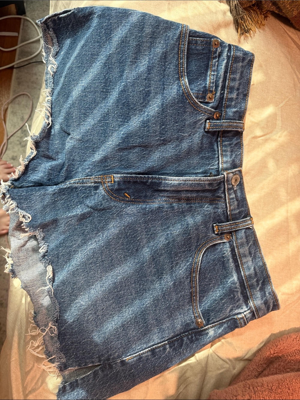 Classic High-Rise Blue Denim Cutoff Shorts